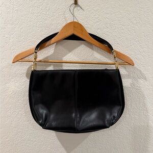 Vintage Black Leather Shoulder Bag with adjustable strap